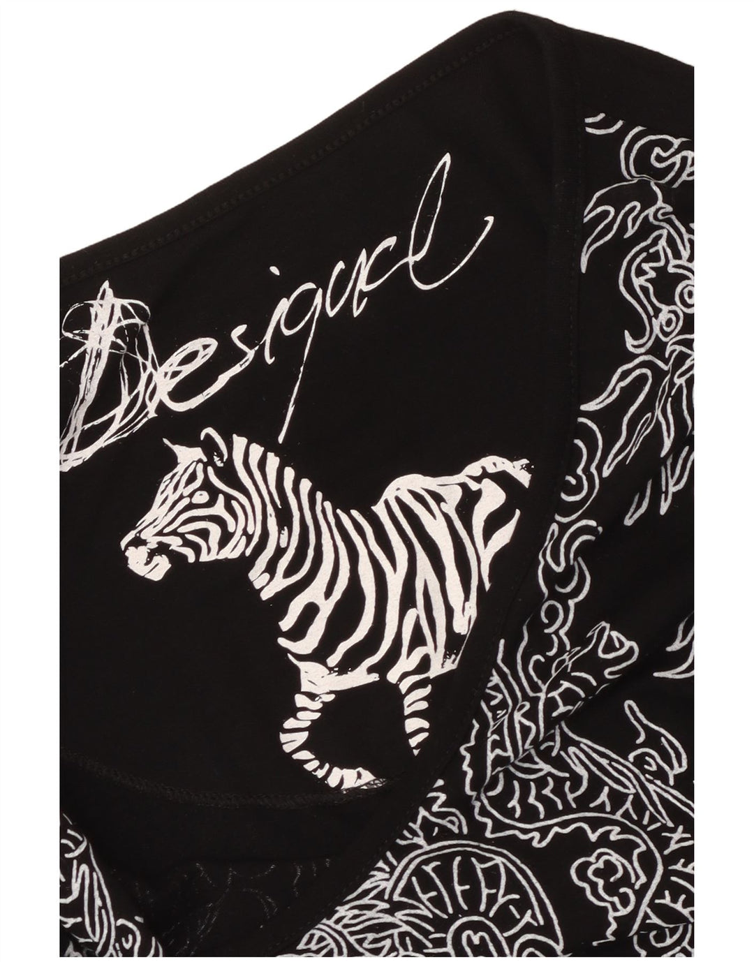 Desigual Vestido Acampanado con Estampado Abstracto para Mujer UK 6 XS Negro