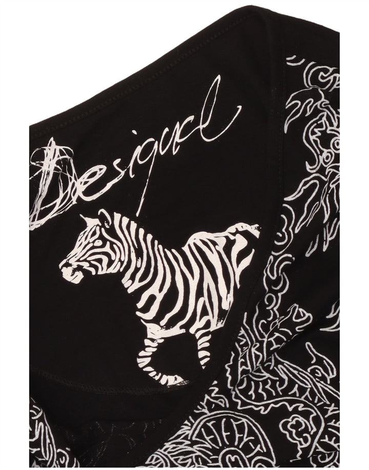 Desigual Vestido Acampanado con Estampado Abstracto para Mujer UK 6 XS Negro