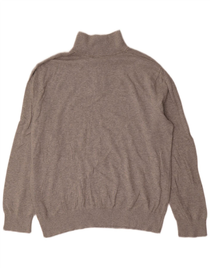 Nautica Jersey con cuello y cremallera para hombre, talla grande, algodón gris
