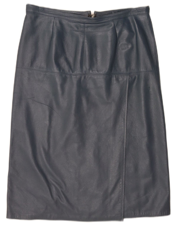 Falda de cuero vintage para mujer de cintura alta IT 46 Grande W30 Azul