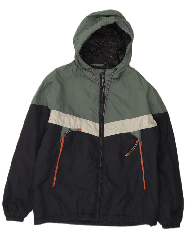 PEPE JEANS Chaqueta cortavientos con capucha para hombre UK 42 XL Azul marino Colorblock