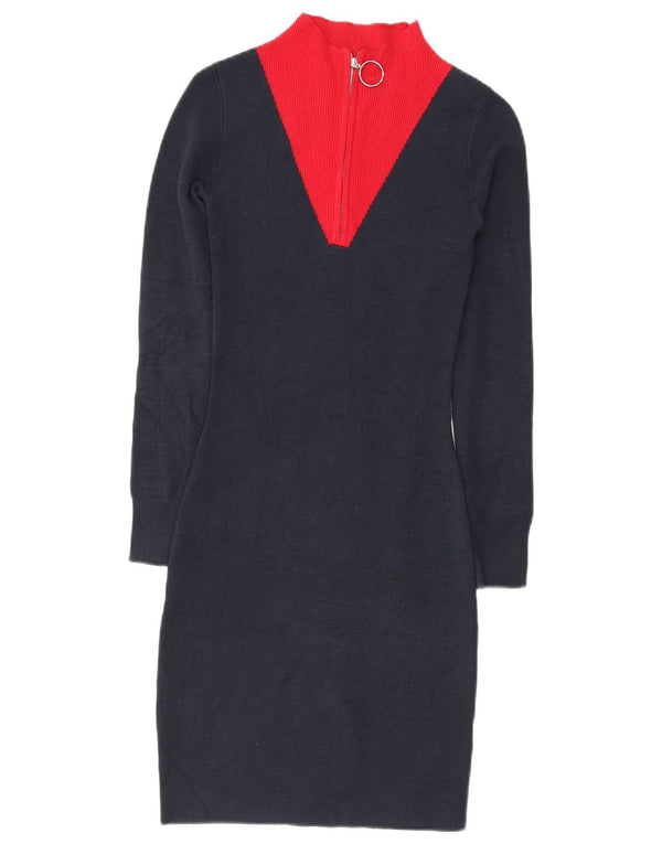 Jack Wills Vestido tipo jersey con cremallera y cuello para mujer UK 6 XS Azul marino Colorblock