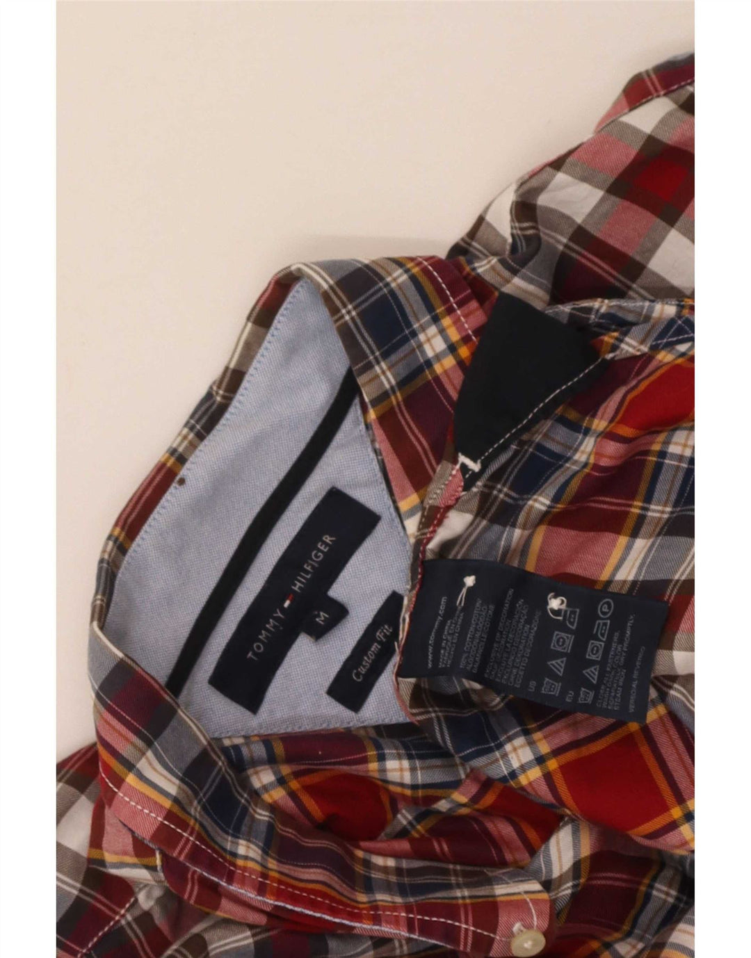 Camisa Tommy Hilfiger Custom Fit de algodón a cuadros rojos medianos para hombre
