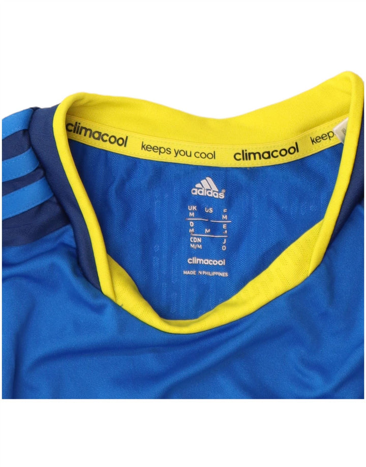 Adidas Hombre Climacool Camiseta Top Azul Medio Colorblock Poliéster