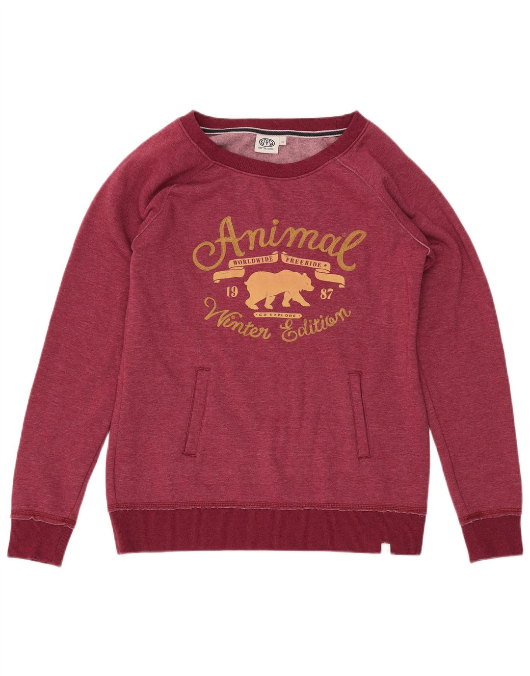 ANIMAL Sudadera gráfica para mujer Jumper UK 12 Medio Borgoña Poliéster