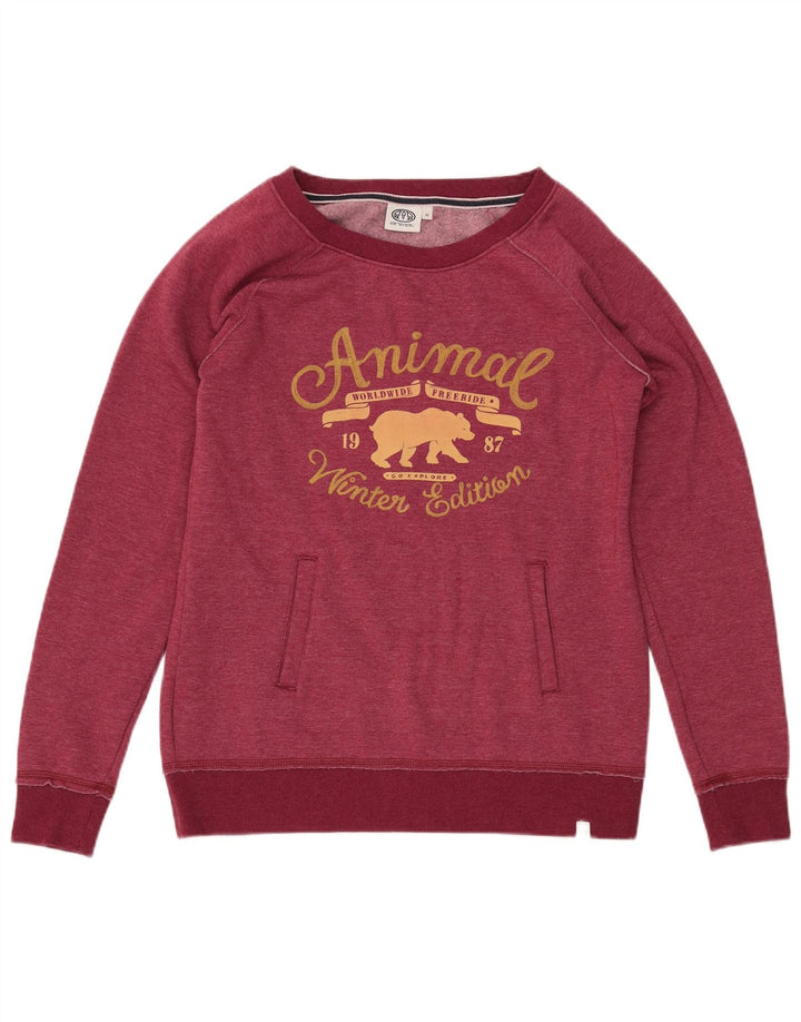 ANIMAL Sudadera gráfica para mujer Jumper UK 12 Medio Borgoña Poliéster