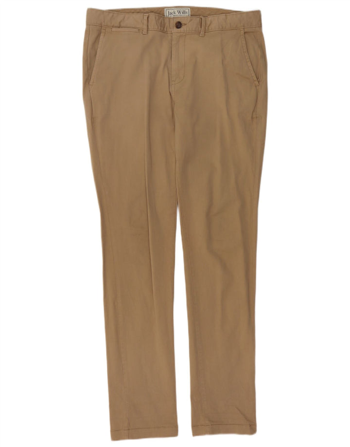 JACK WILLS Pantalón chino ajustado para hombre W34 L34 Algodón beige