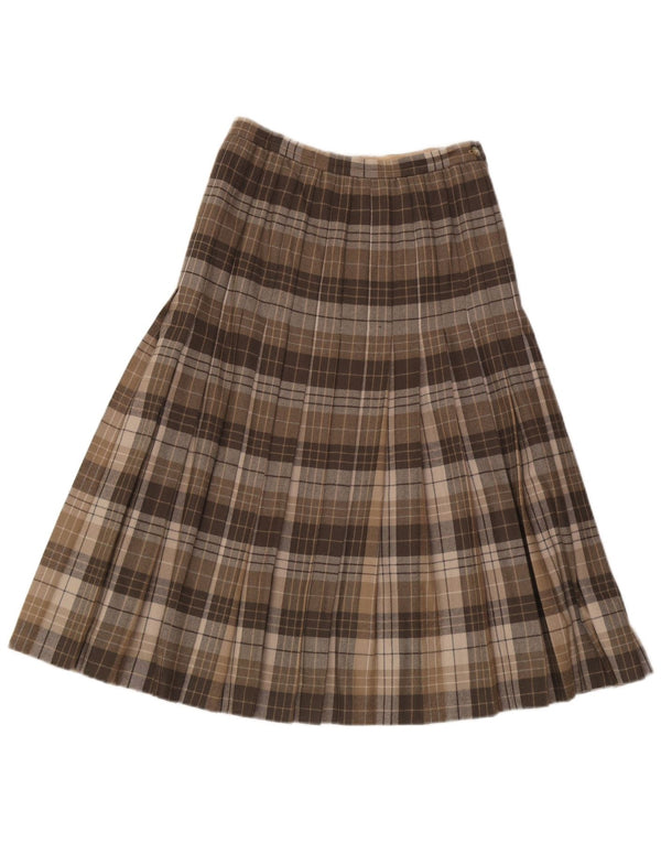 Vintage mujer cintura alta cuchillo falda plisada IT 42 Medio W26 Khaki Plaid