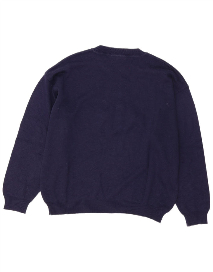 COMPASS CARD Jersey con cuello redondo y gráfico para hombre de lana azul marino grande