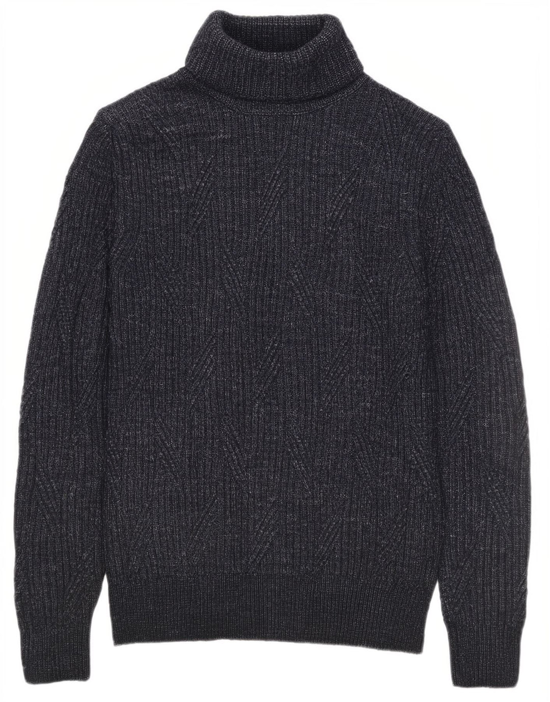 Marks & Spencer Jersey con cuello vuelto para hombre, suéter medio azul marino moteado