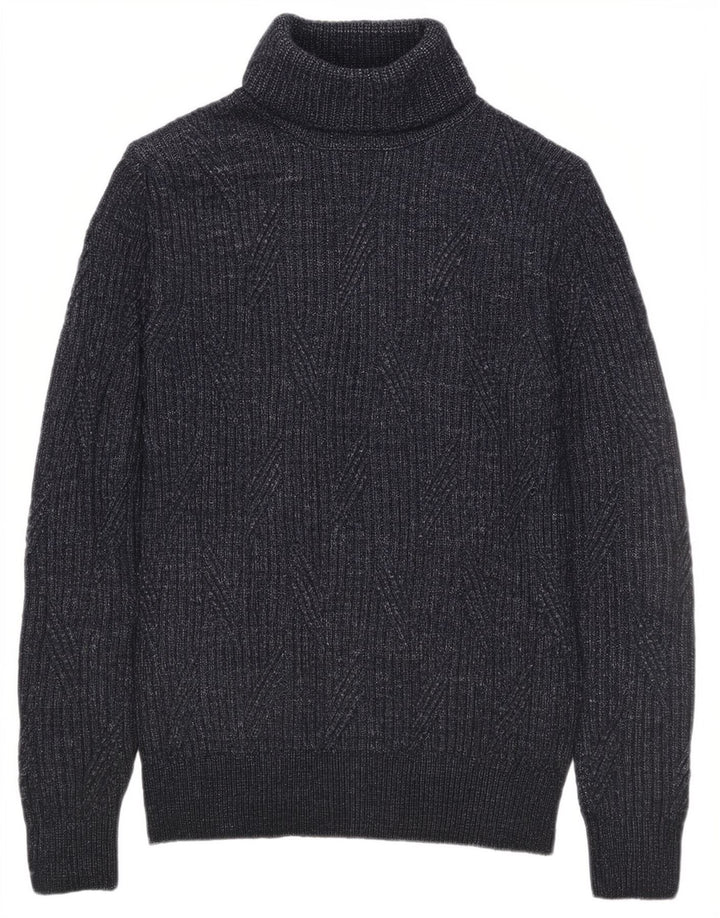 Marks & Spencer Jersey con cuello vuelto para hombre, suéter medio azul marino moteado
