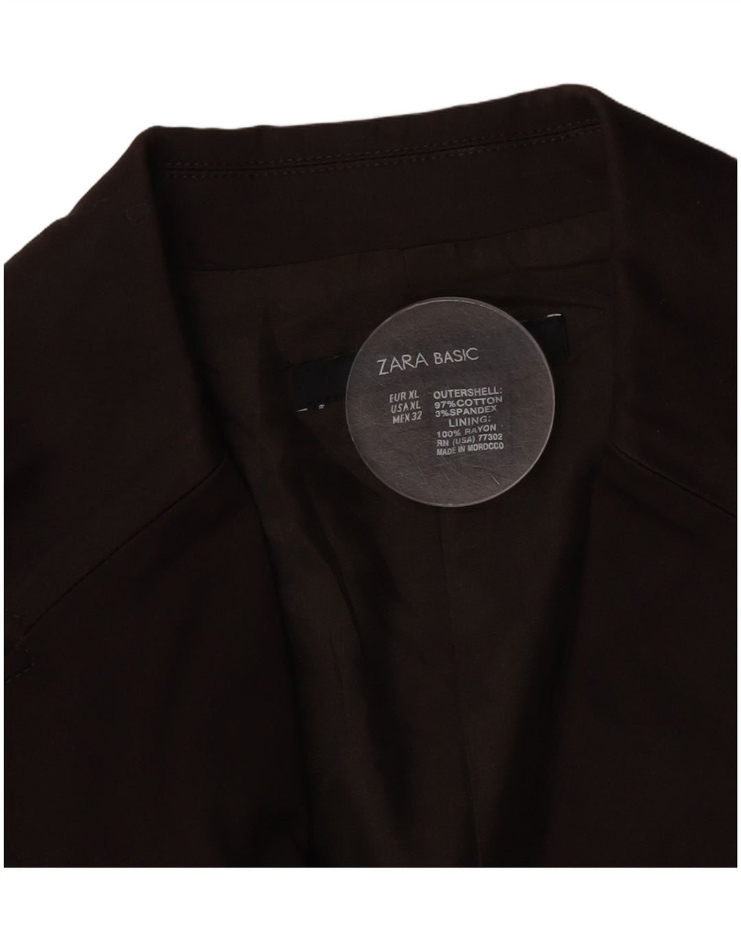 Zara Mujer Chaqueta Blazer De 2 Botones UK 40 XL Algodón Marrón