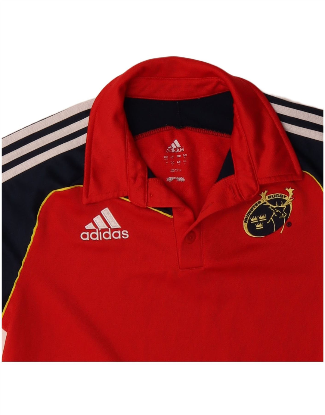ADIDAS Polo Munster Rugby Gráfico Hombre Rojo Medio Colorblock