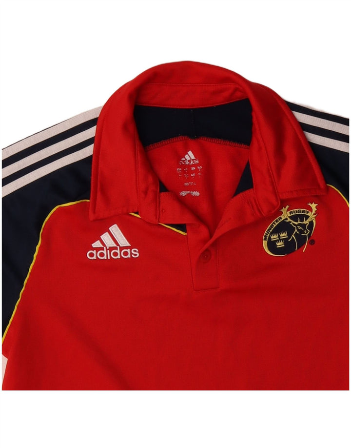 ADIDAS Polo Munster Rugby Gráfico Hombre Rojo Medio Colorblock