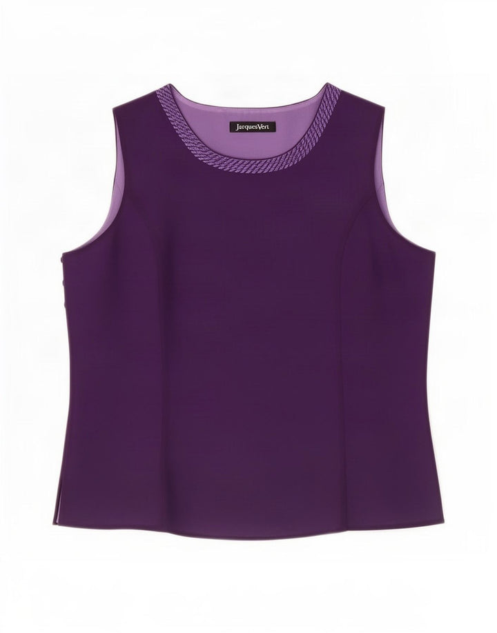 Jacques Vert Blusa sin mangas para mujer Top UK 46 Poliéster morado grande