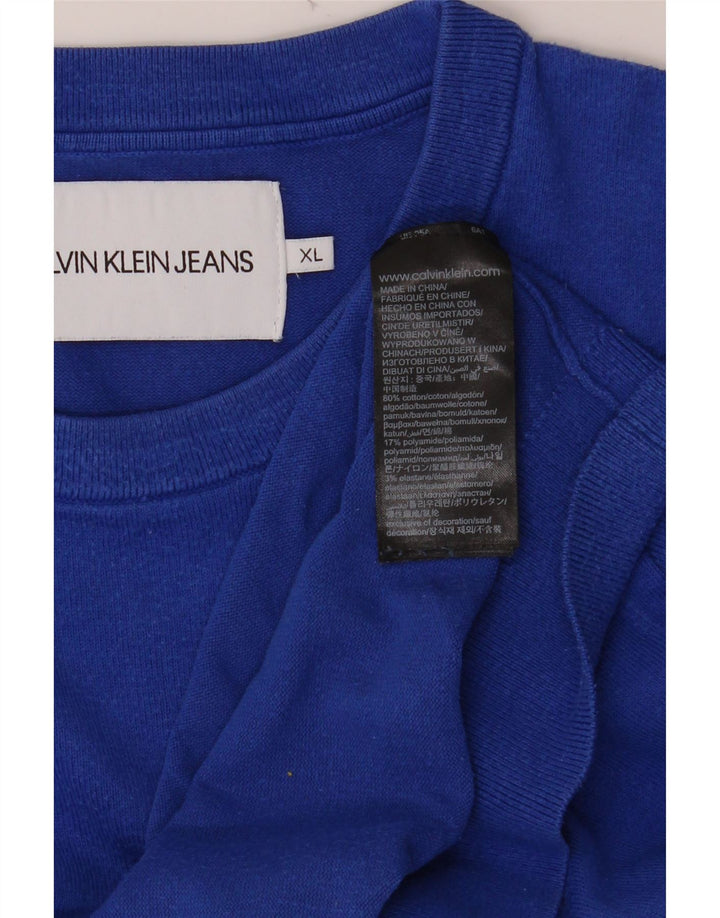 CALVIN KLEIN JEANS Jersey de cuello redondo para hombre XL Algodón azul