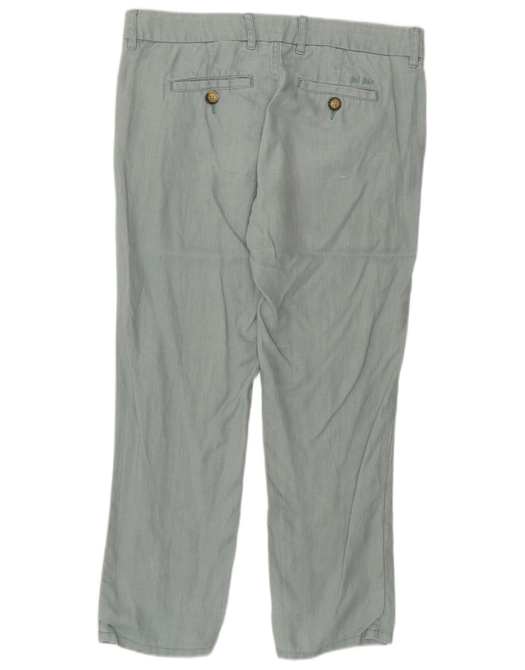 FAT FACE Pantalones casuales rectos para mujer UK 10 Small W32 L25 Green Linen