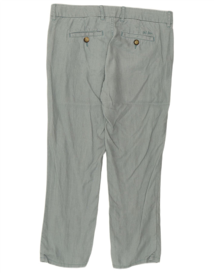 FAT FACE Pantalones casuales rectos para mujer UK 10 Small W32 L25 Green Linen