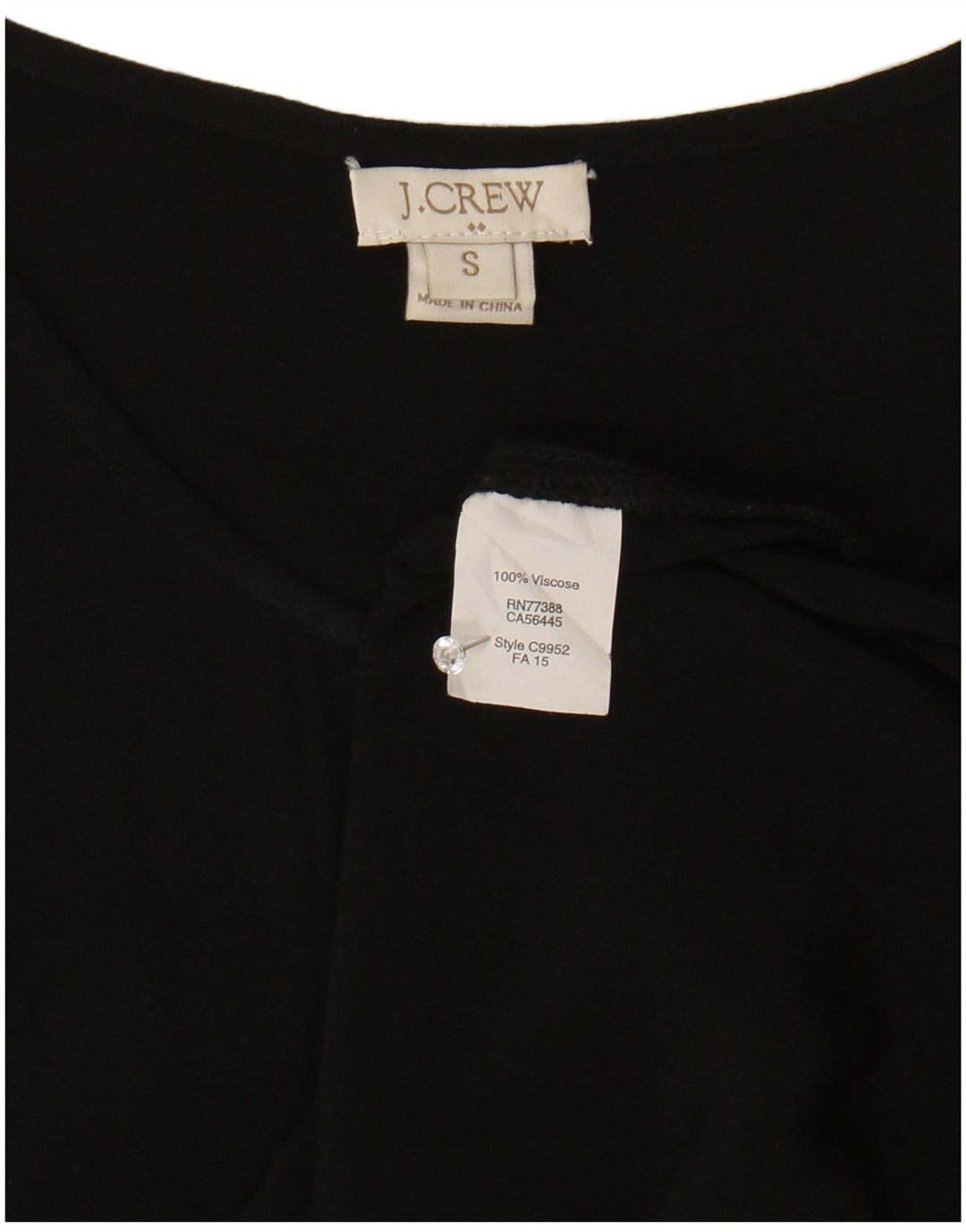 J. CREW Blusa de manga larga para mujer UK 10 Small Viscosa negra