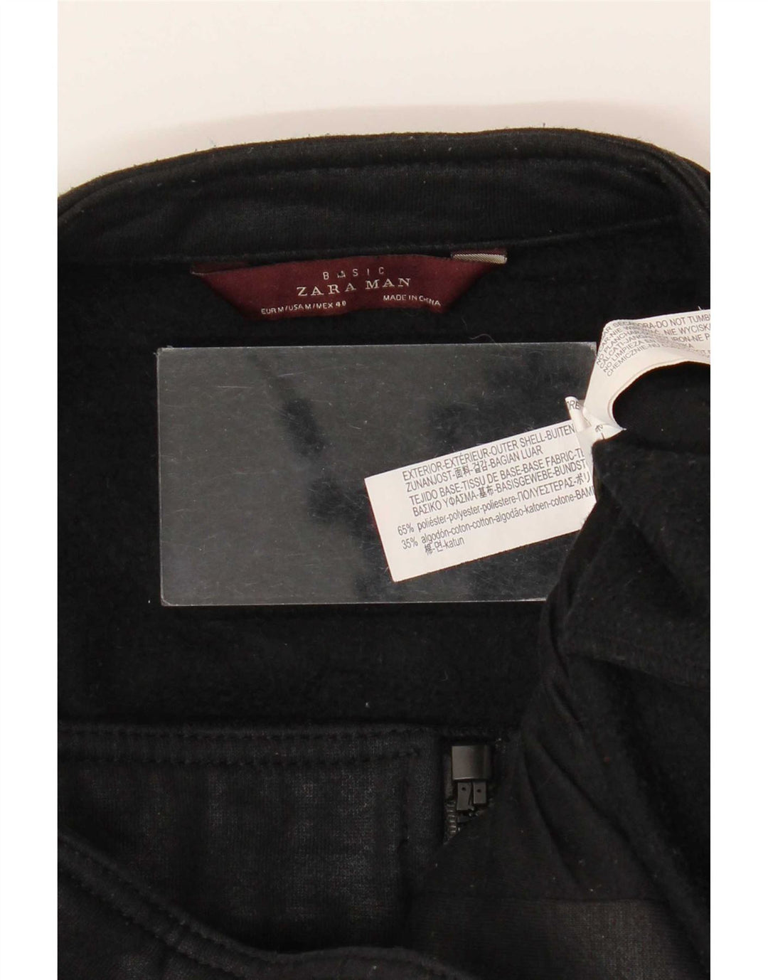 Zara Mens Bomber Jacket UK 38 Medium Negro Poliéster