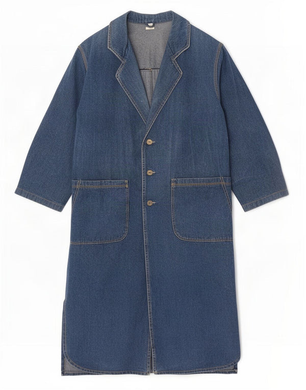 Vintage mujer abrigo de mezclilla de gran tamaño EU 34/36 XS algodón azul