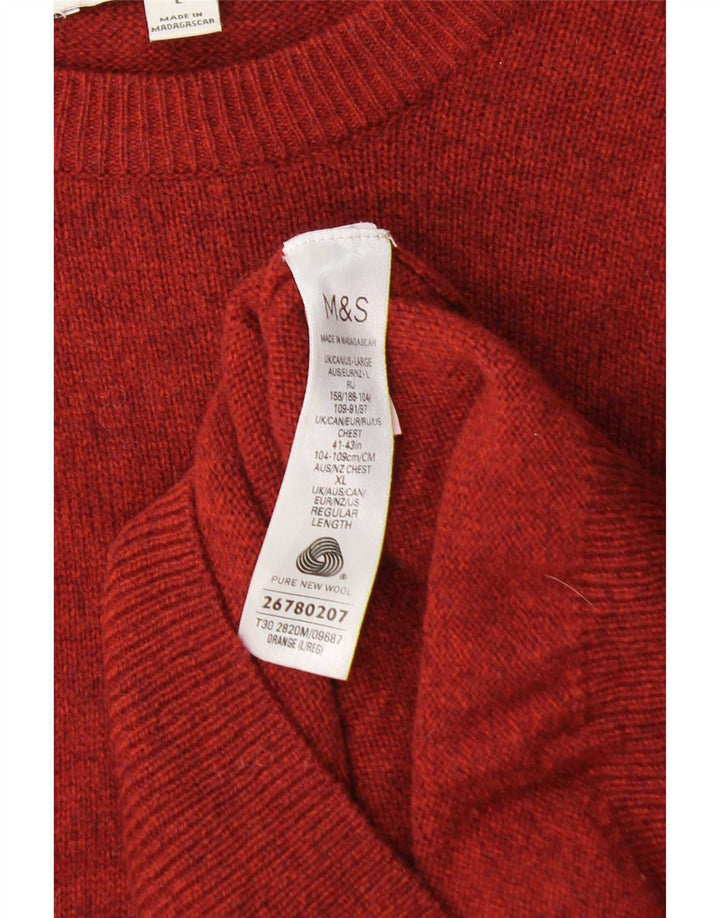 Marks & Spencer Jersey con cuello barco para hombre, talla grande, lana naranja