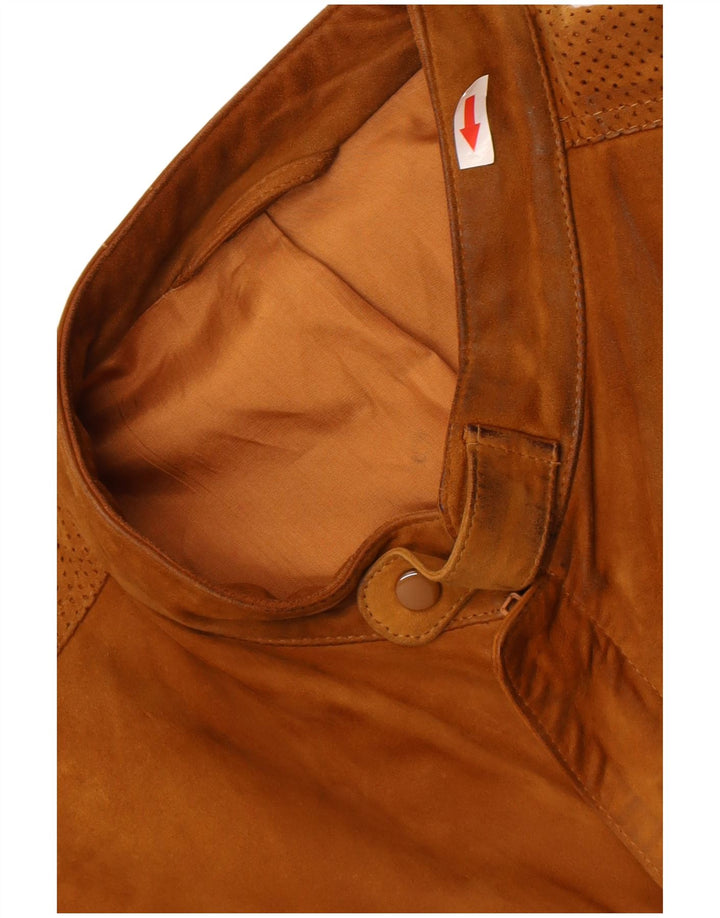 Vintage hombres ante bomber chaqueta Reino Unido 36 pequeño beige