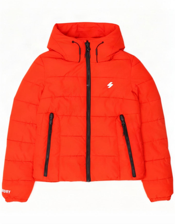 Chaqueta acolchada con capucha Superdry para mujer UK 6 XS Rojo Poliéster