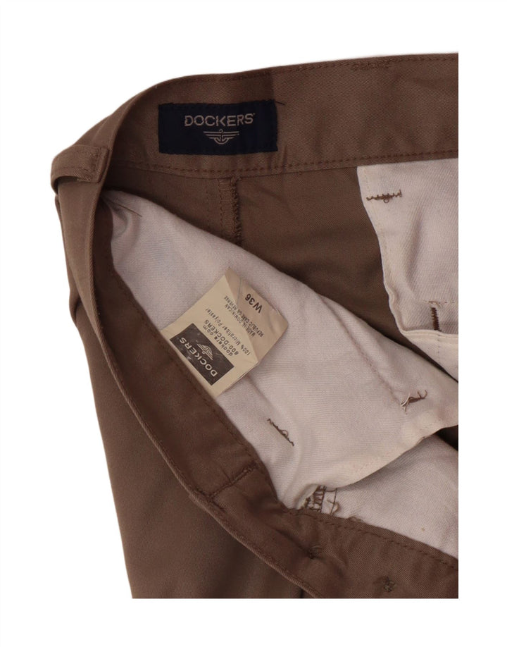 DOCKERS Pantalones cortos chinos con clavijas para hombre W36 Poliéster marrón grande