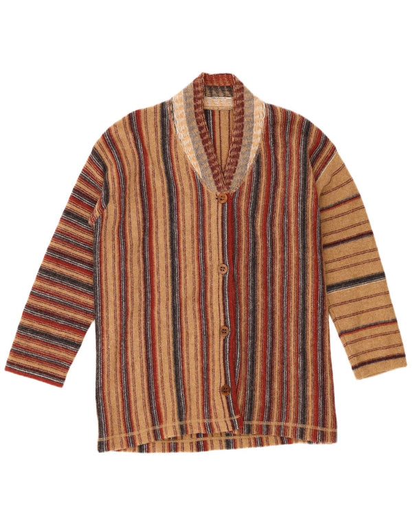 Vintage mujeres suelta ajuste cardigan suéter Reino Unido 16 grande marrón rayas