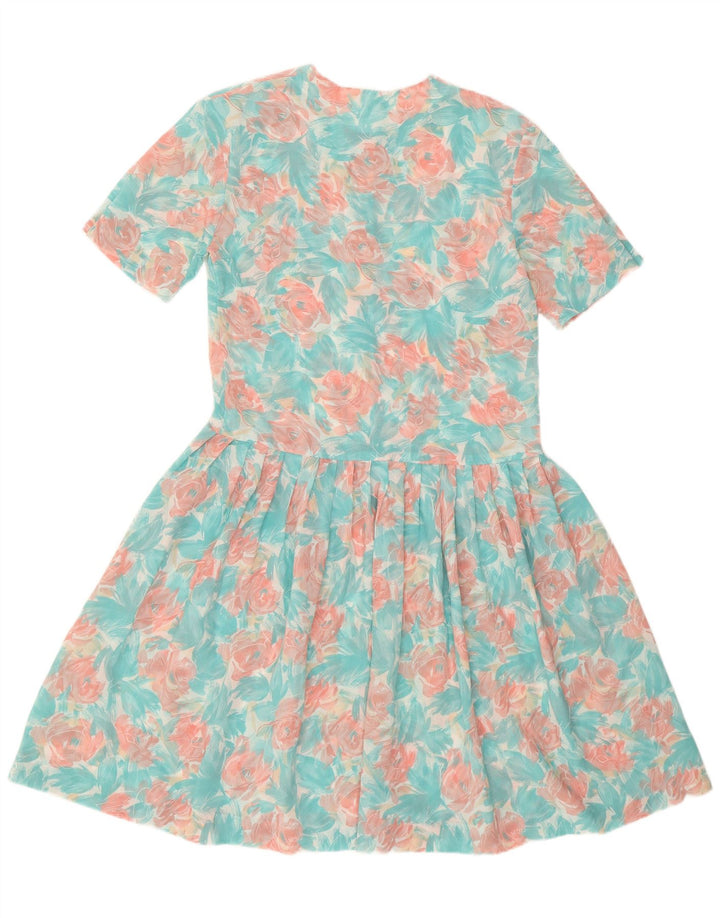 Eastex Vestido con vuelo para mujer UK 40 Medio Turquesa Floral Poliéster