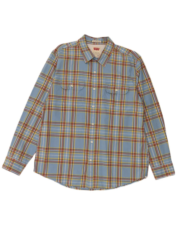 Camisa Levi's Slim Fit XL De Algodón A Cuadros Azules