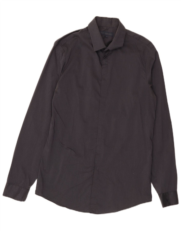 Camisa Trussardi Hombre Talla 41 Mediana Algodón Rayas Negras