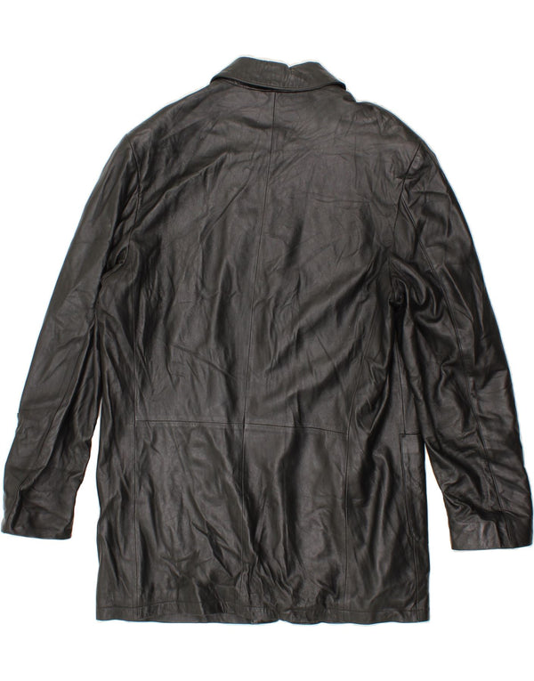 VINTAGE Abrigo de cuero para hombre IT 56 3XL Cuero negro