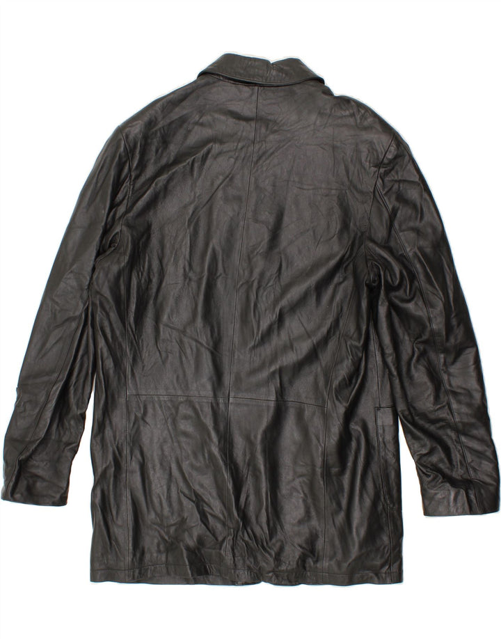VINTAGE Abrigo de cuero para hombre IT 56 3XL Cuero negro