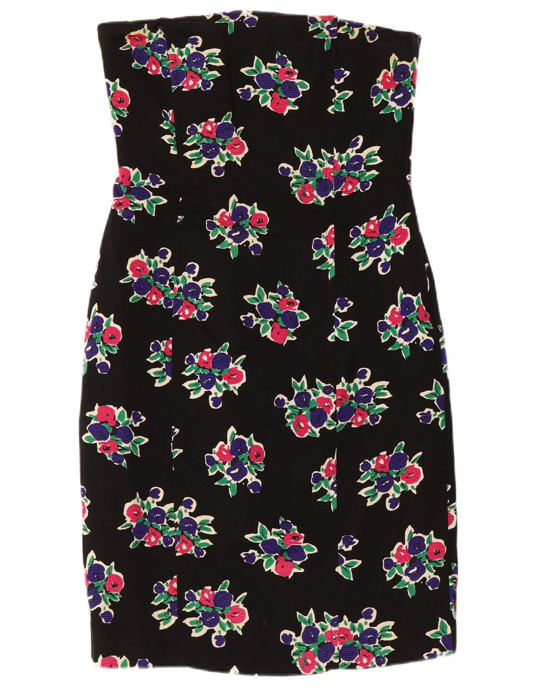 Max Mara Vestido sin Tirantes para Mujer UK 40 Mediano Algodón Floral Negro