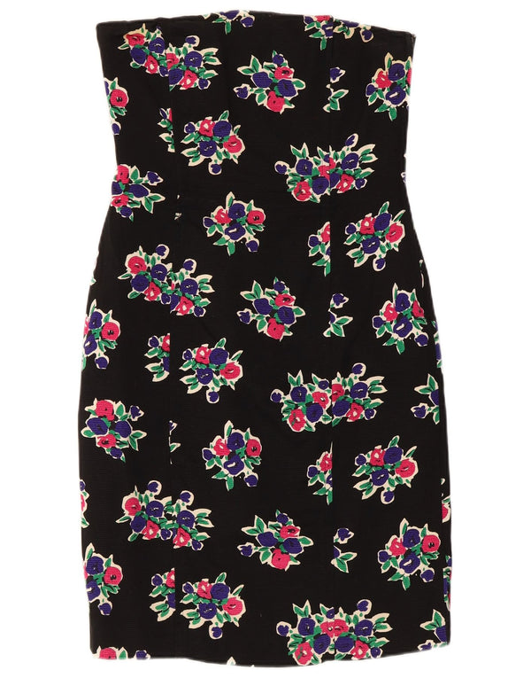 Max Mara Vestido sin Tirantes para Mujer UK 40 Mediano Algodón Floral Negro