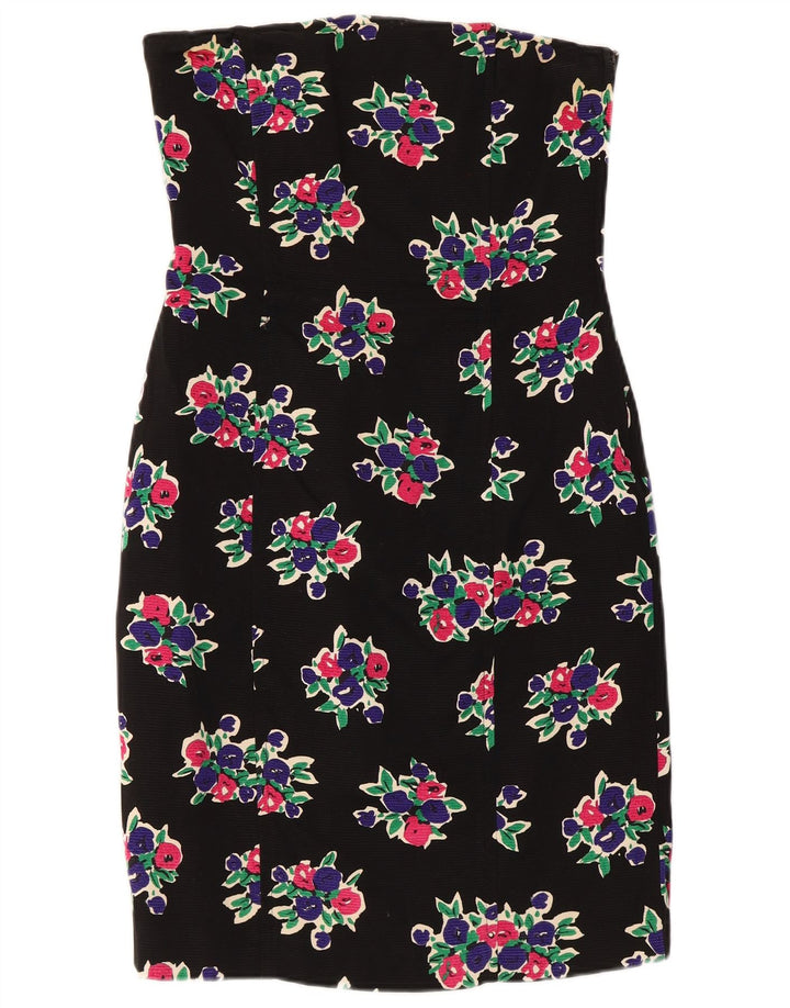 Max Mara Vestido sin Tirantes para Mujer UK 40 Mediano Algodón Floral Negro