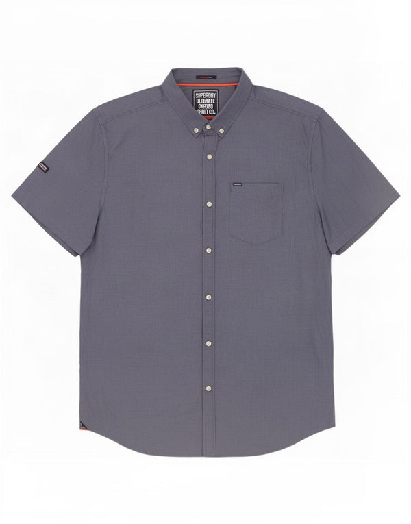 Superdry Camisa Regular Fit De Manga Corta Para Hombre 2XL Algodón Azul