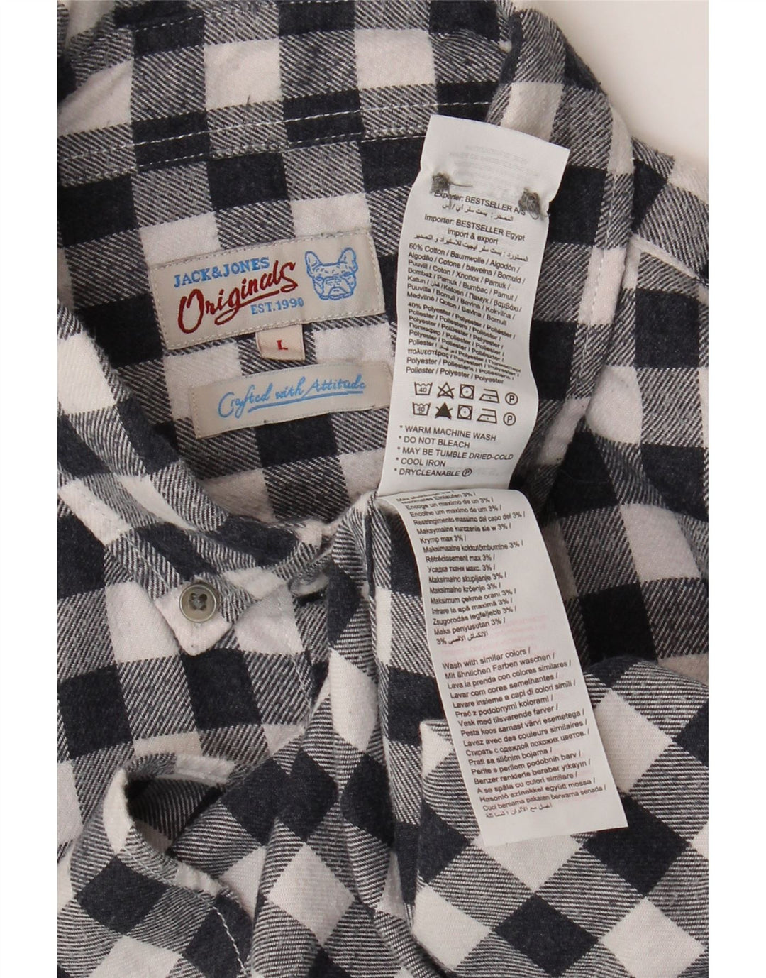 Jack & Jones Hombre Camisa De Franela Grande De Algodón A Cuadros Azul Marino