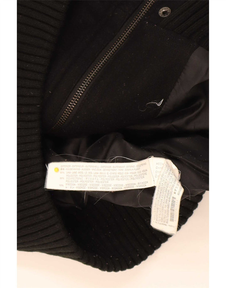 Zara Mujer Chaqueta Bomber UK 40 Mediana Lana Negra