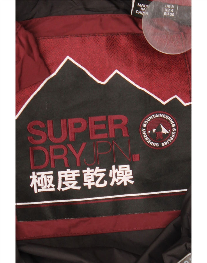 Superdry Chaqueta Acolchada Con Capucha Para Mujer UK 8 Small Poliéster Burdeos