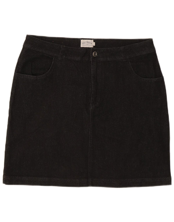 Saltrock Minifalda Vaquera para Mujer Reino Unido 16 Grande W34 Algodón Negro