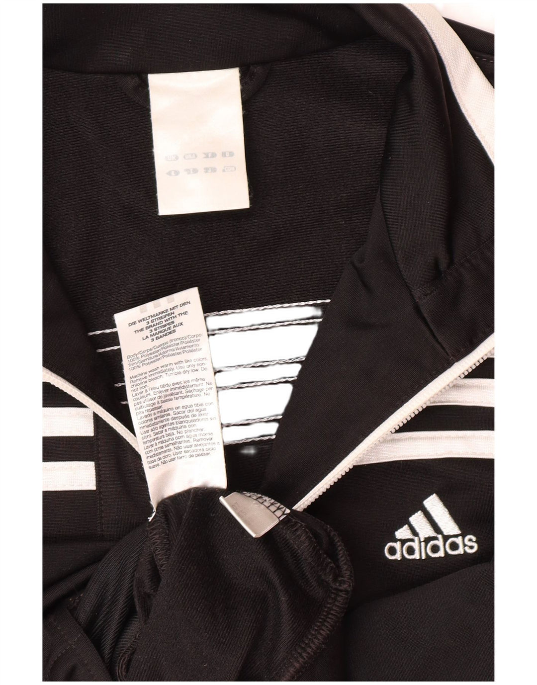 ADIDAS Girls Tracksuit Top Jacket 13-14 Years Black Polyester