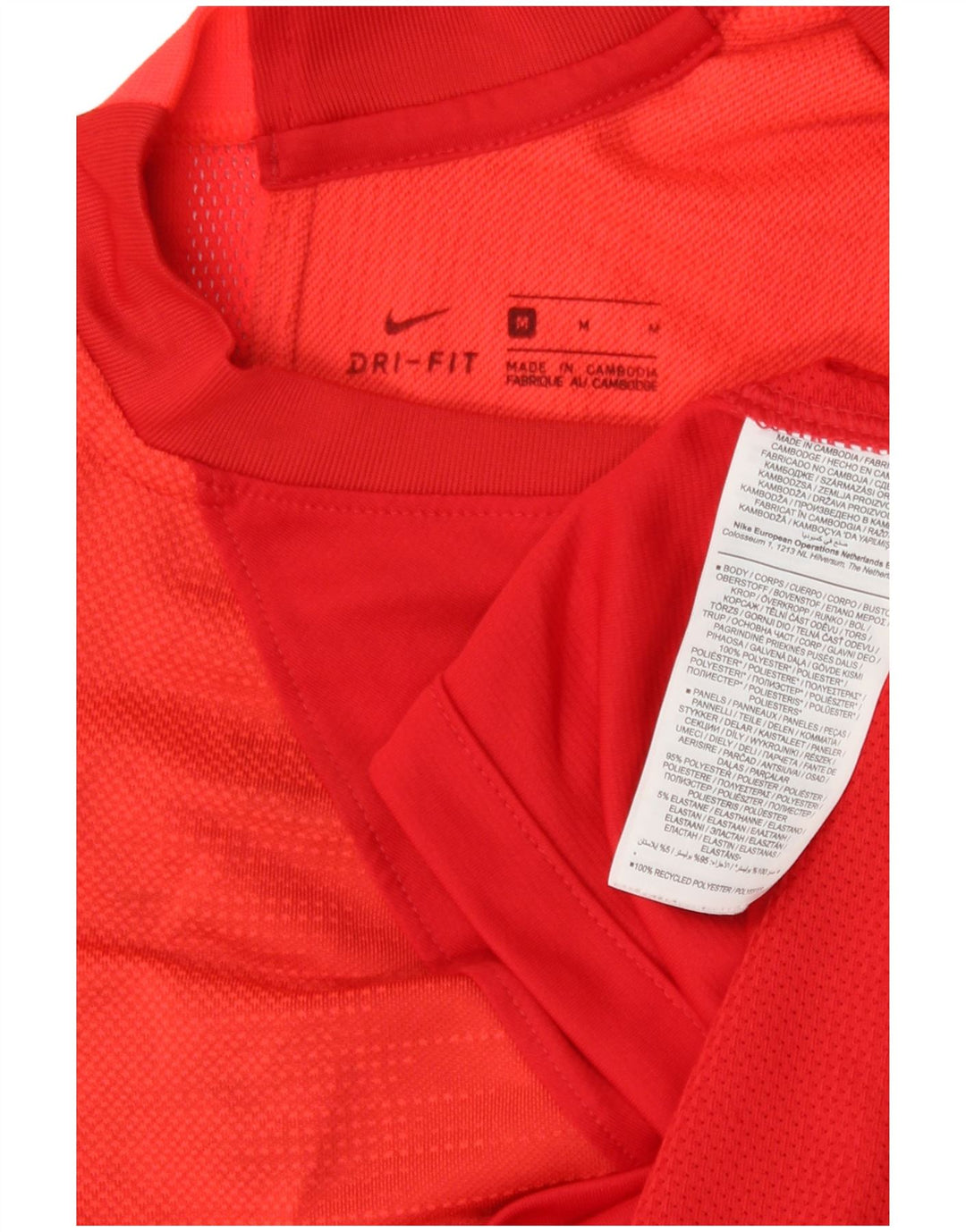 Camiseta Nike Dri Fit para hombre Top medio rojo color block Poliéster