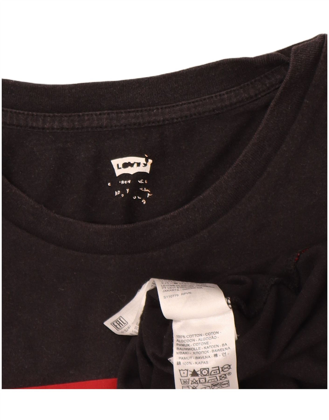 Levi's Camiseta gráfica para hombre Top grande de algodón negro