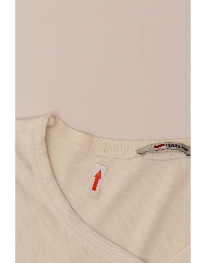 Gas Mujer Top Manga Larga UK 40 Medio Off White Algodón