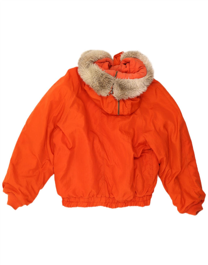 Benetton Chaqueta Acolchada Holgada Con Capucha Hombre IT 48 Medium Naranja Poliamida