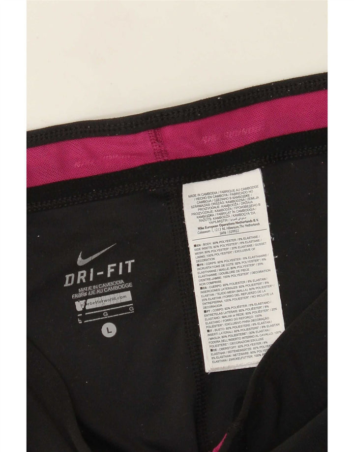 Nike Leggings capri Dri Fit para mujer UK 44 Grande Negro Colorblock Poliéster
