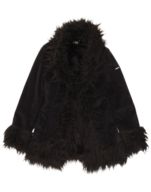 Superdry Chaqueta de pana de piel sintética para mujer Reino Unido 8 Small Algodón negro